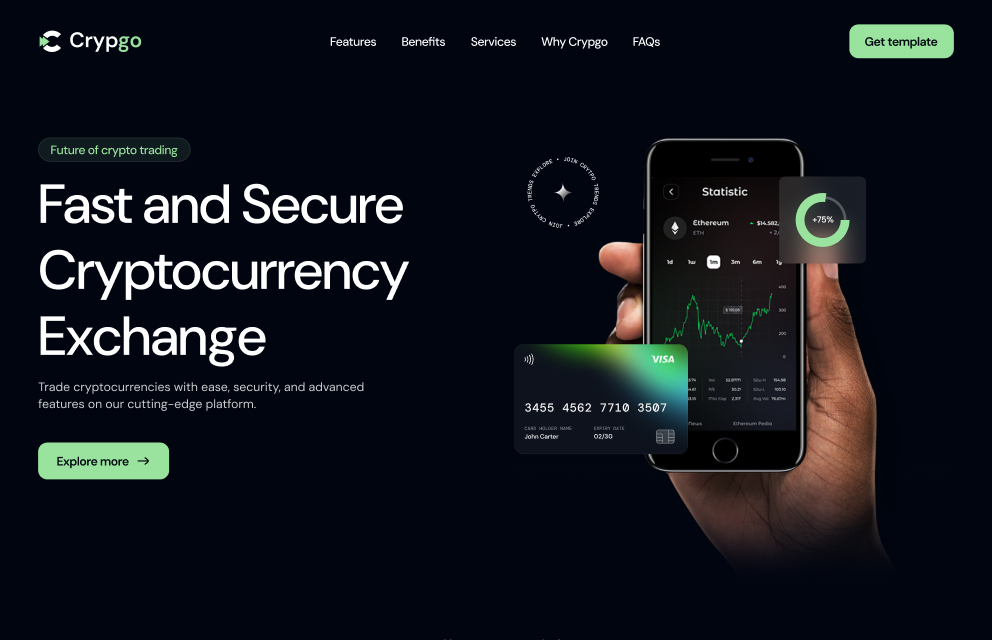 Crypgo - Shadcn UI Crypto Landing Page Template screenshot 1